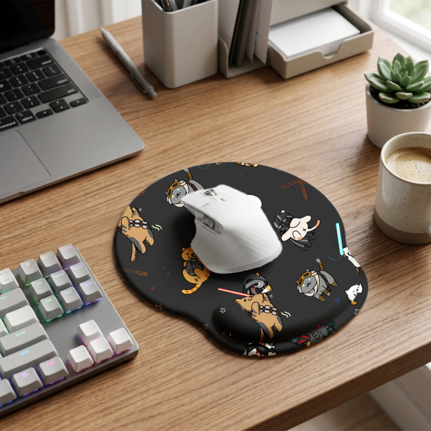 Tie The Fighter Cat Funny Geek Ergonomic Mouse Pad