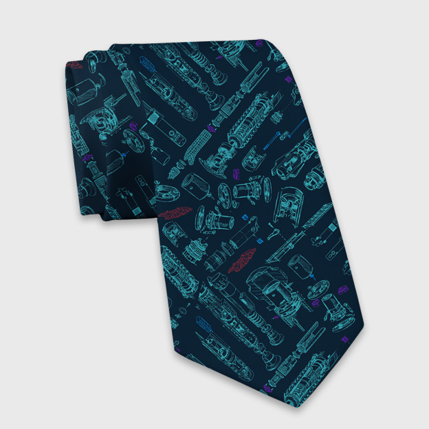 Space War Weapons Navy Geek Necktie