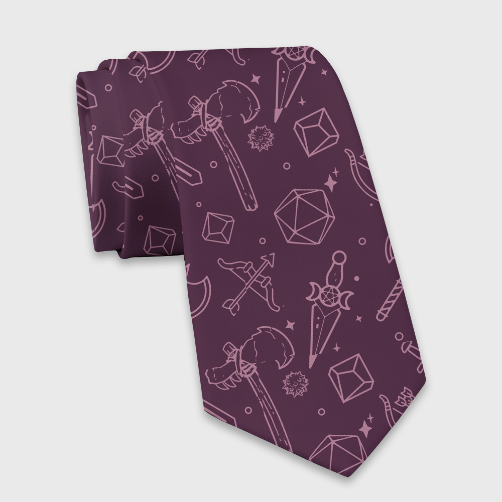 DND Medieval Weapons Geek Necktie