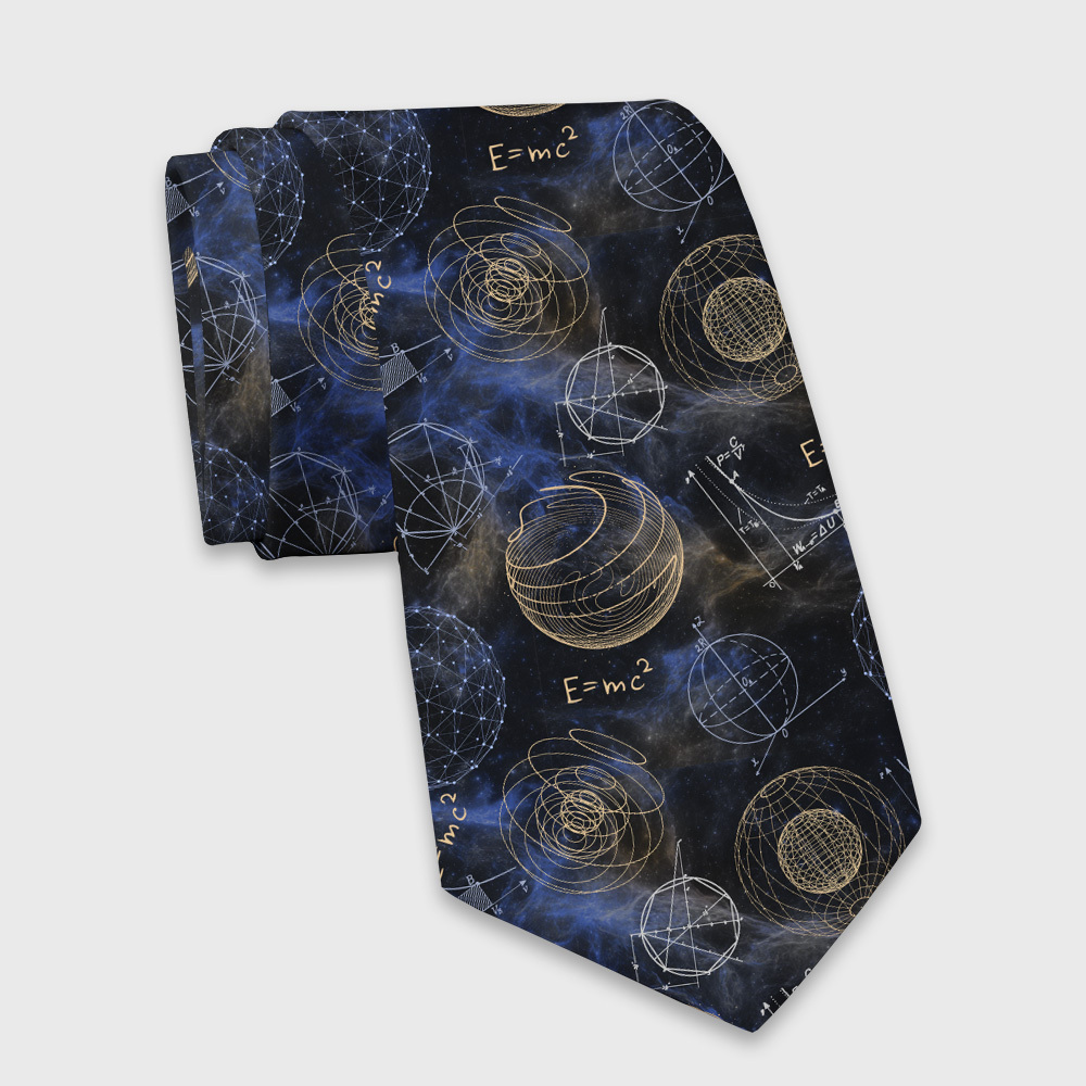 Nebula Cosmos Spherical Geometry Einstein Formula Geek Necktie