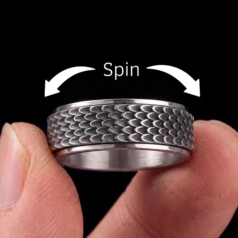 Mythical Dragon Scale Tungsten Geek Stainless Steel Ring