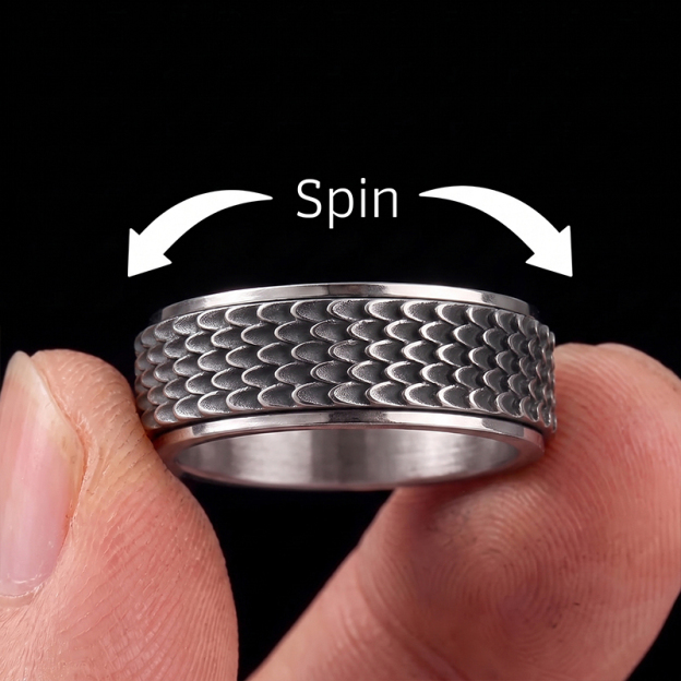 Mythical Dragon Scale Tungsten Geek Stainless Steel Ring