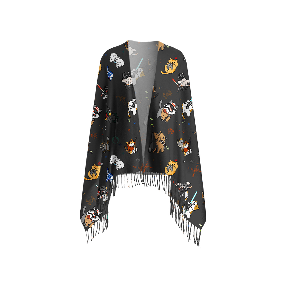 Tie The Fighter Cat Funny Geek Soft Fringed Scarf