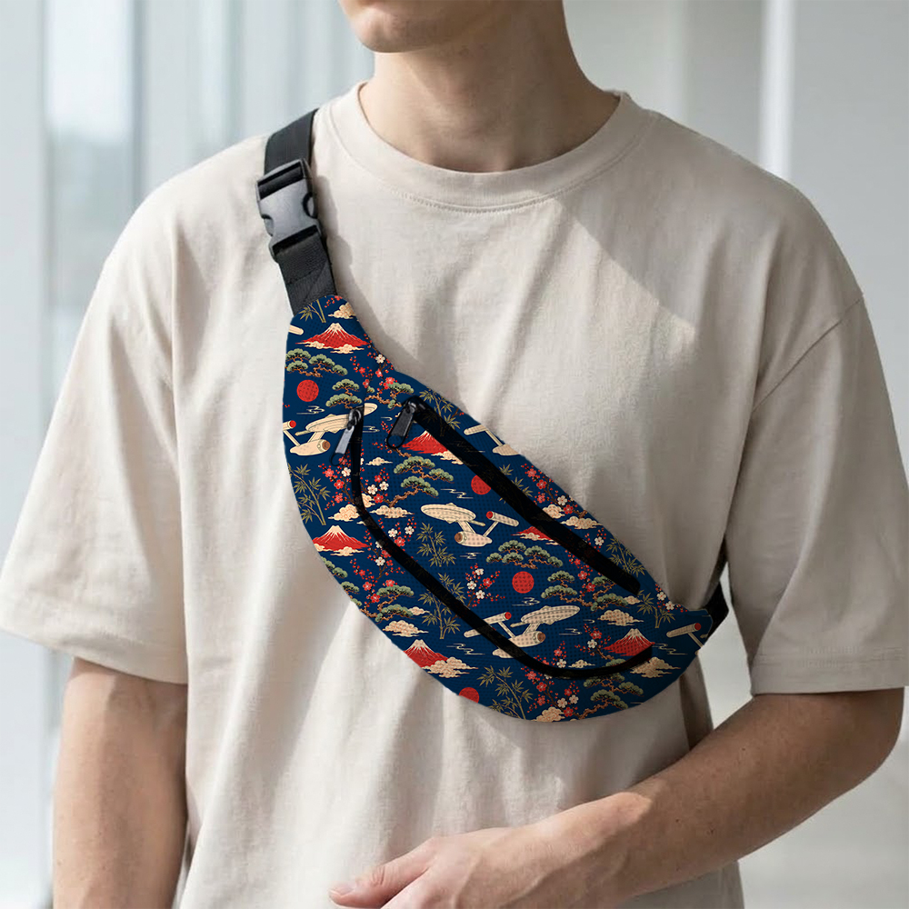 Sci-Fi Spaceship Ukiyo-e Style Geek Canvas Waist Pack
