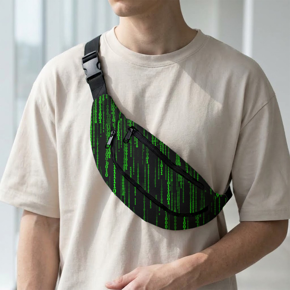 Follow The White Rabbit Black Green Design Art Geek Canvas Waist Pack