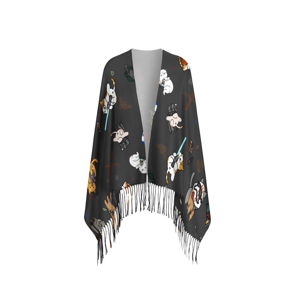 Tie The Fighter Cat Funny Geek Soft Fringed Scarf