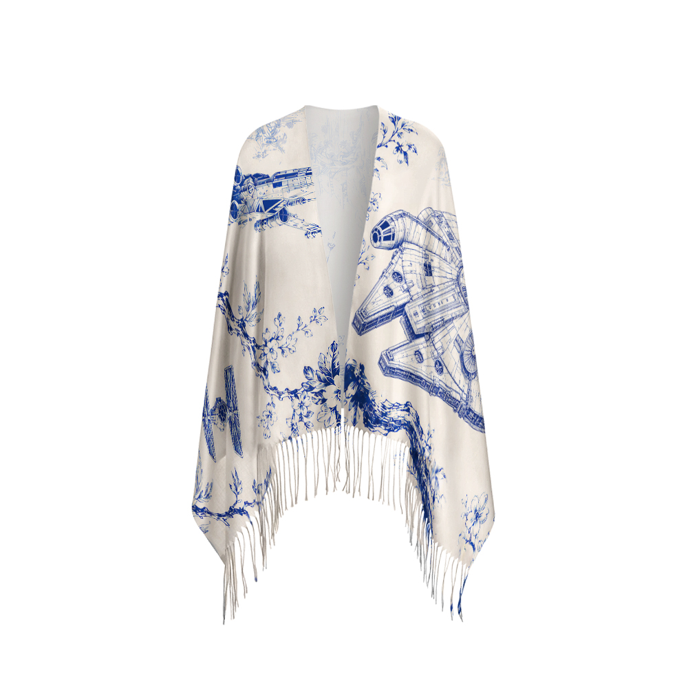 Celestial Blueware Geek Soft Fringed Scarf