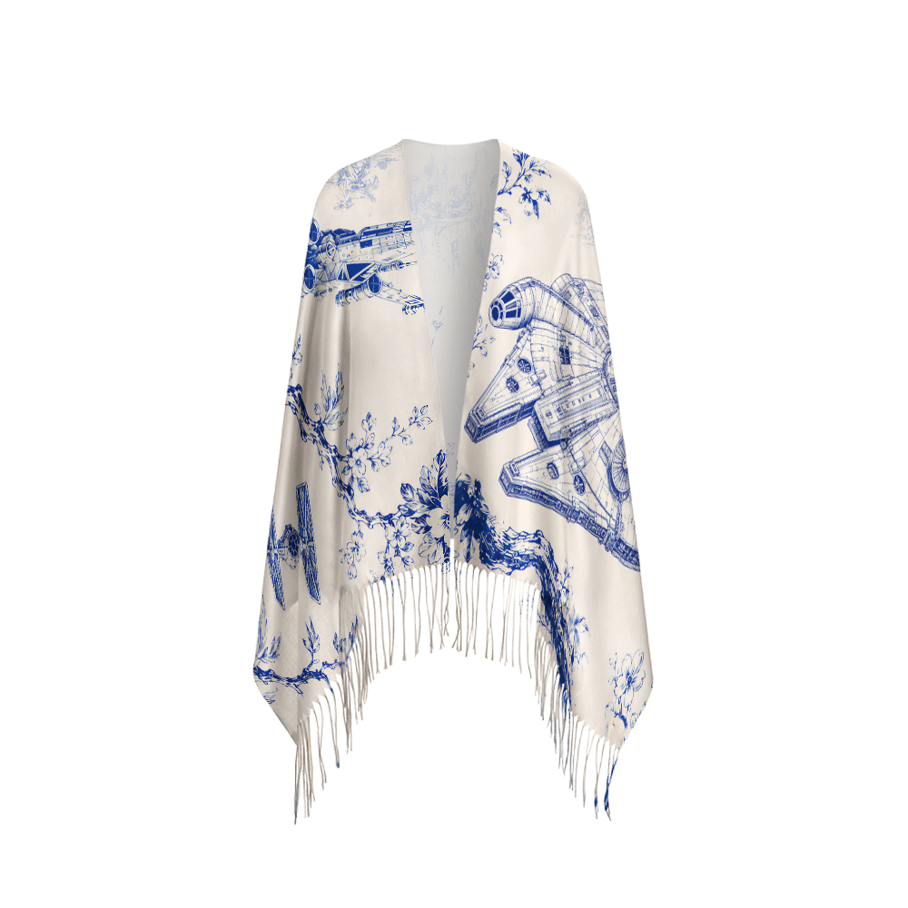Celestial Blueware Geek Soft Fringed Scarf