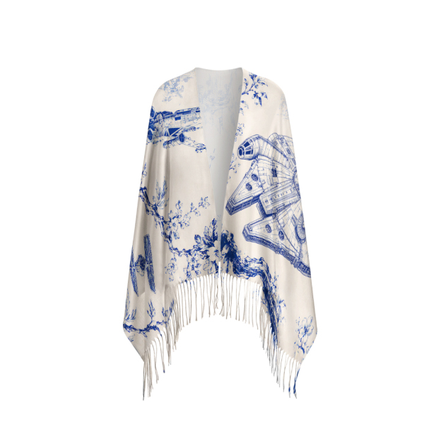 Celestial Blueware Geek Soft Fringed Scarf