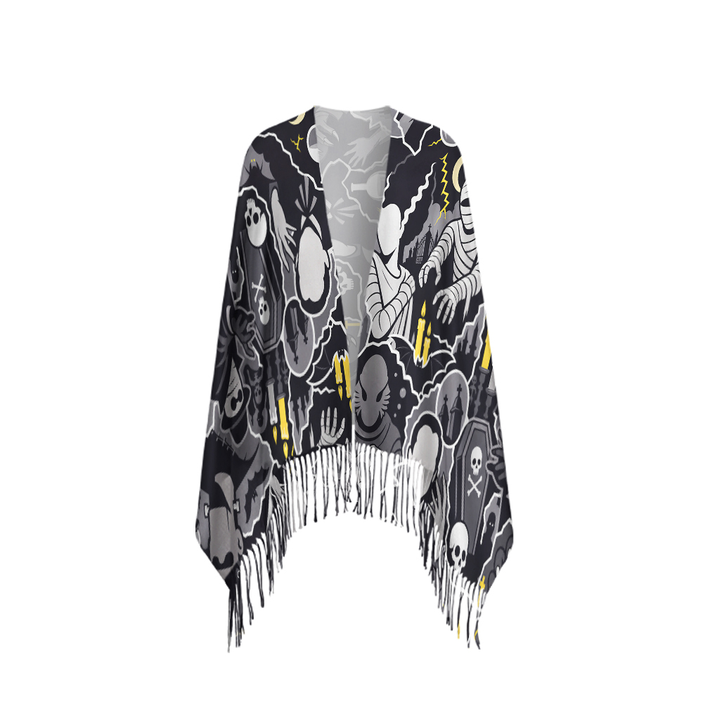 Classic Spooky Monster Collage Geek Soft Fringed Scarf