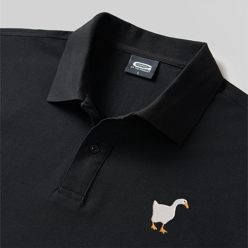 Untitled Goose Geek Embroidered Polo Shirts