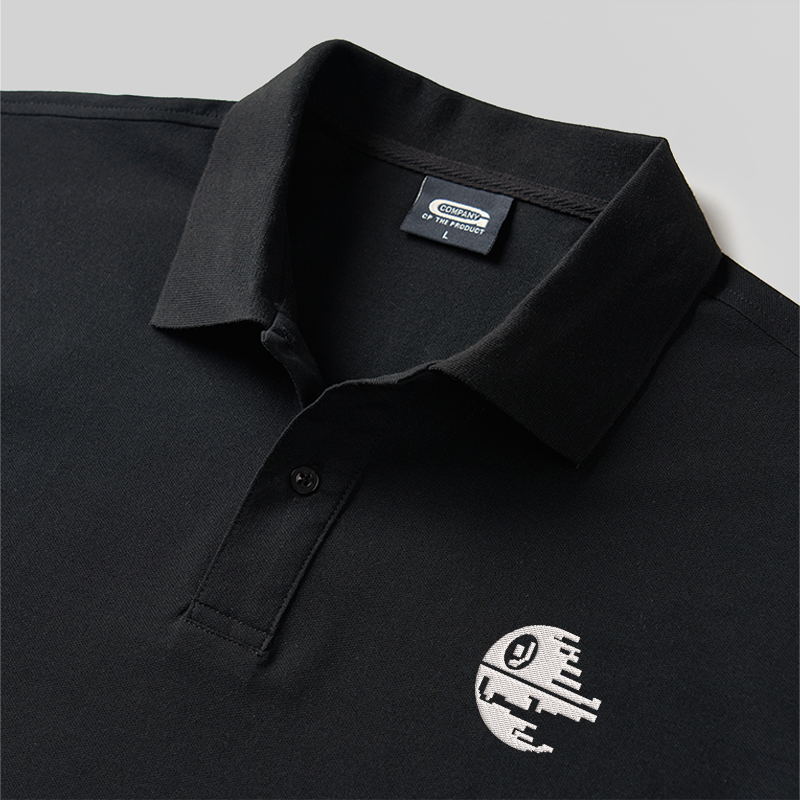 Death Star Geek Embroidered Polo Shirts