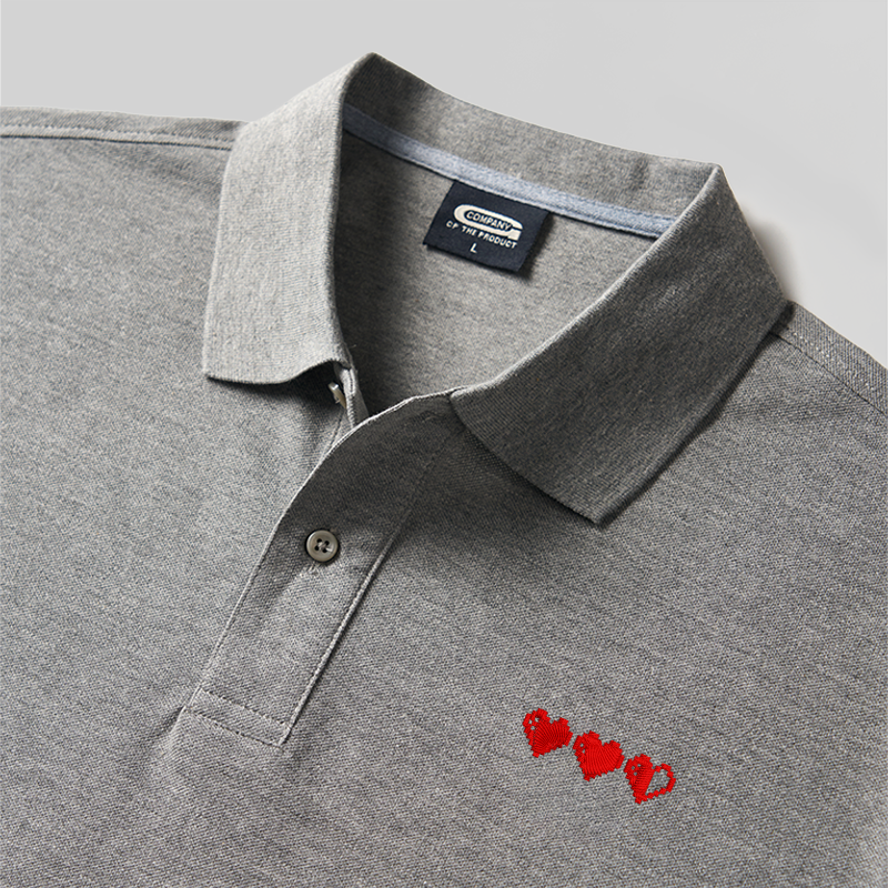 Pixel Hearts Geek Embroidered Polo Shirts