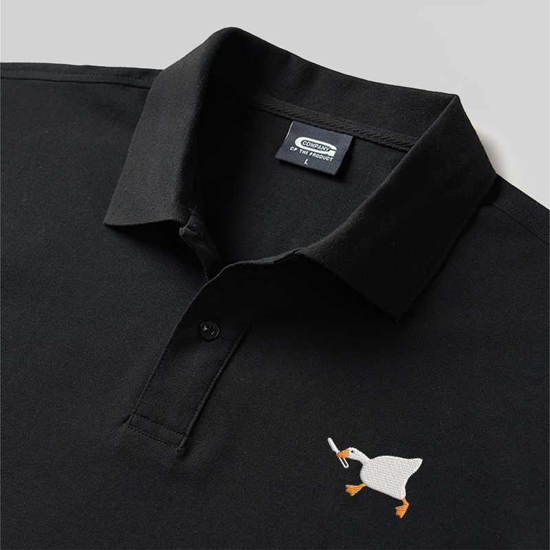 Knife Goose Geek Embroidered Polo Shirts