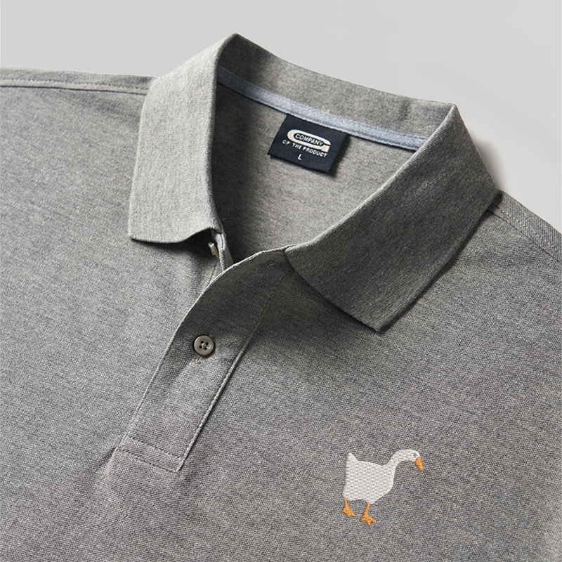 Untitled Goose Geek Embroidered Polo Shirts