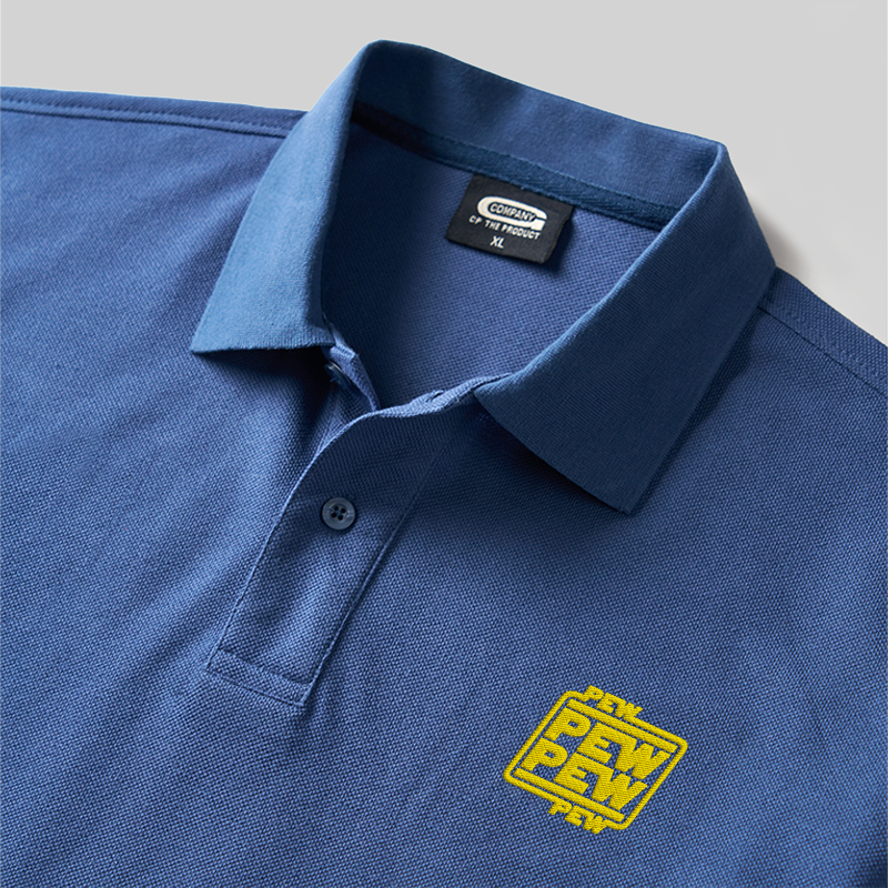 Pew Pew Geek Embroidered Polo Shirts