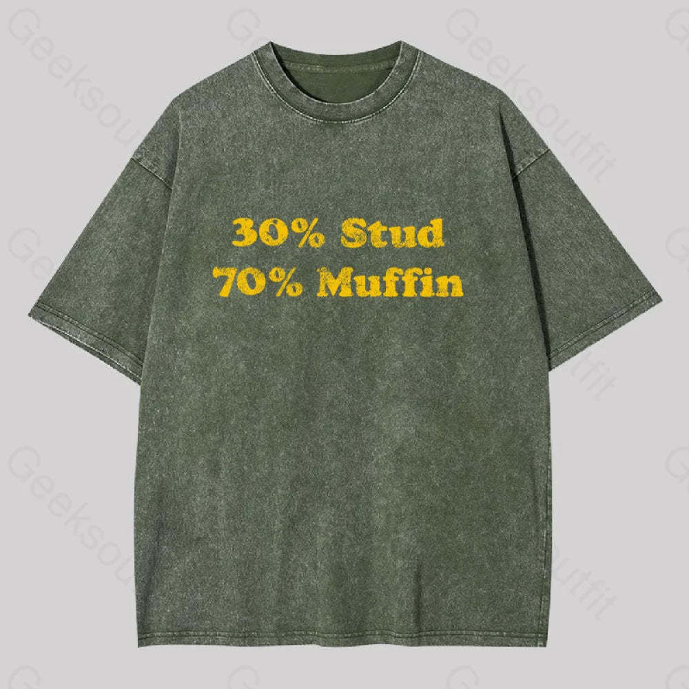 30 Stud 70 Muffin Washed T-Shirt Army Green / S