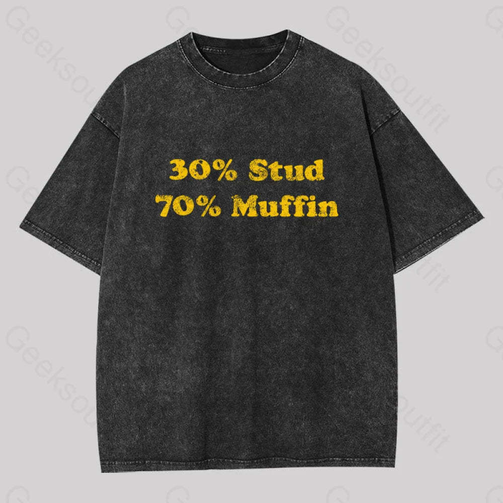 30 Stud 70 Muffin Washed T-Shirt Black / S