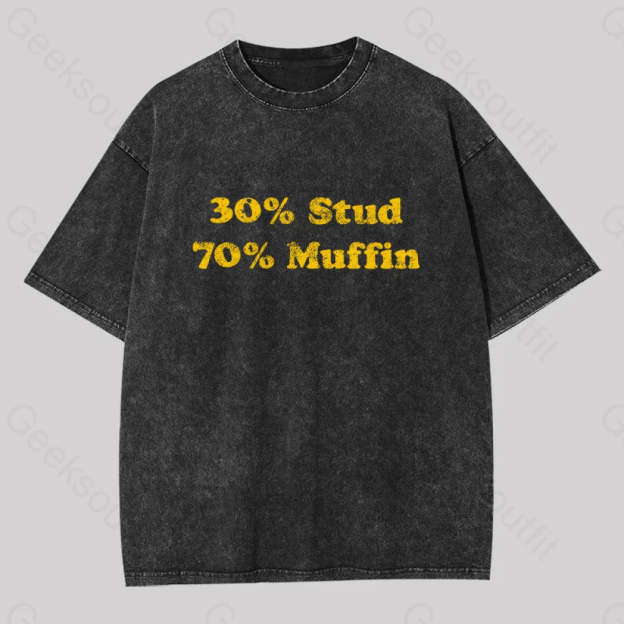 30 Stud 70 Muffin Washed T-Shirt Black / S