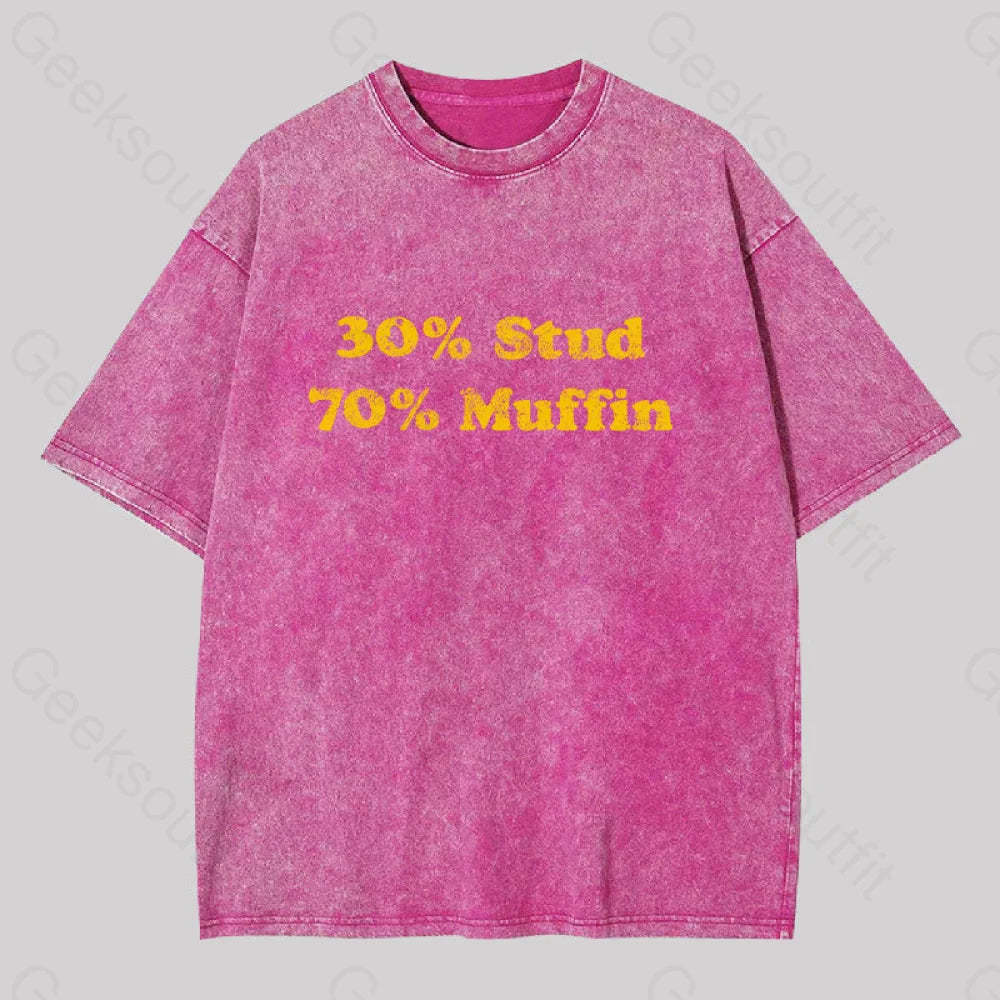 30 Stud 70 Muffin Washed T-Shirt Rose Red / S
