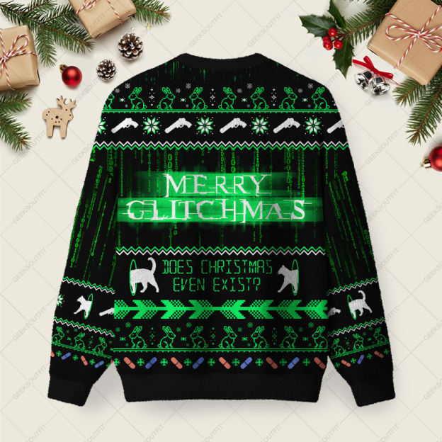 The Matrix Black Green Ugly Christmas Fuzzy Fleece Sweatshirt