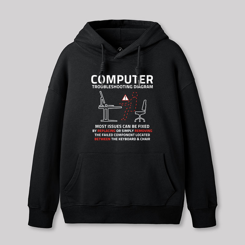 Computer Troubleshooting Diagram Geek Hoodie