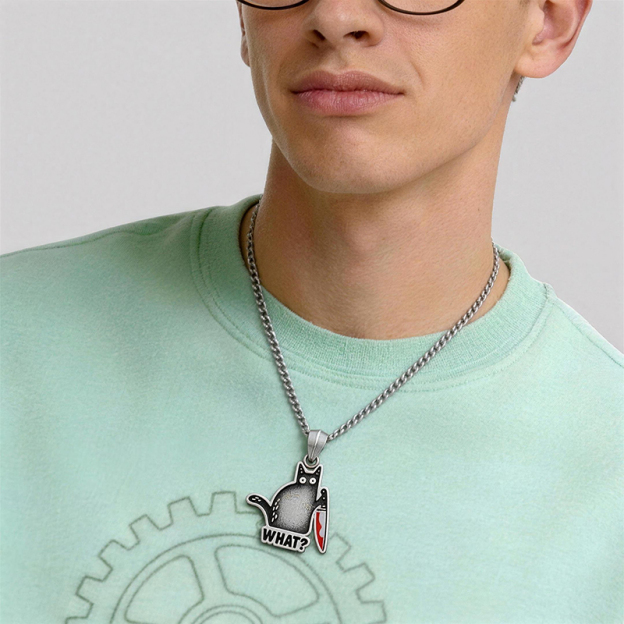 Knife Cat Geek Sculptural Necklace