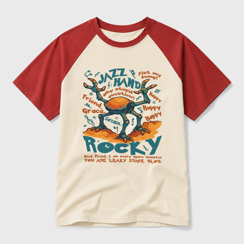 Rocky Jazz Hand Geek Retro Raglan T-Shirt