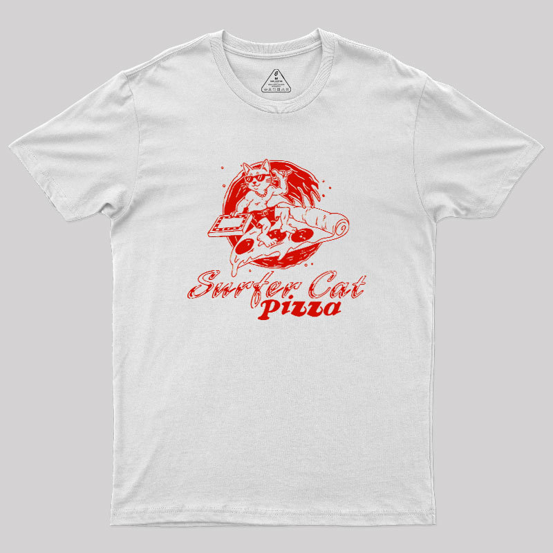 SURFER CAT PIZZA Geek T-Shirt
