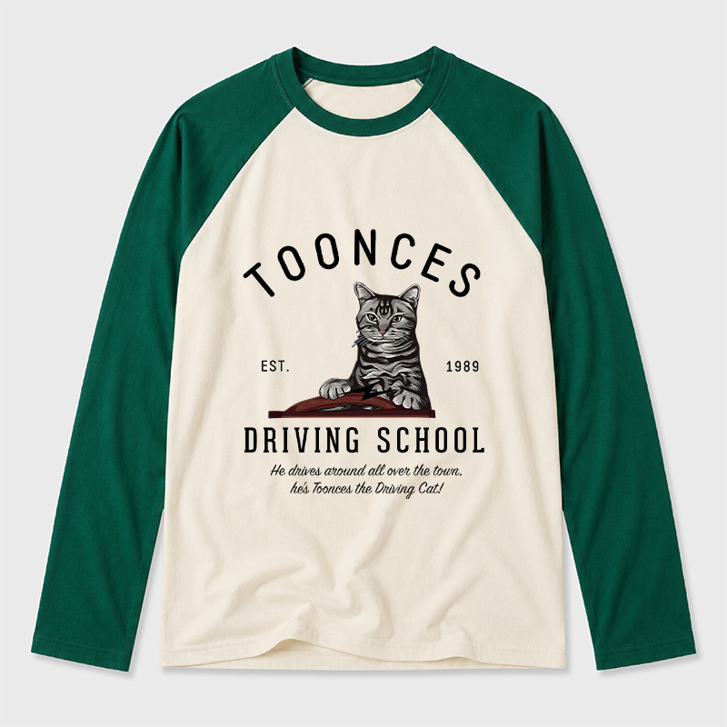 Toonces Driving School - Est. 1989 Geek Retro Raglan Long-Sleeve Tee