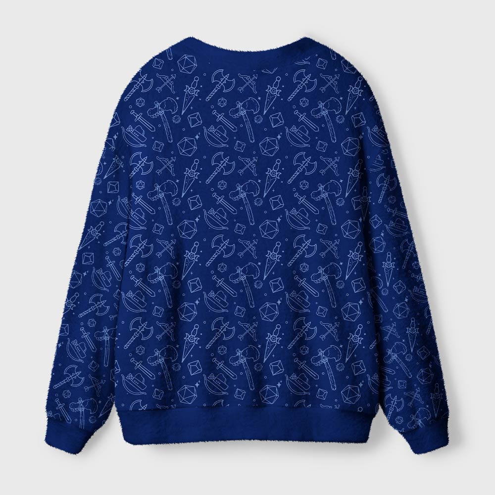 Scifi Medieval Weapons Blue Geek Ugly Cardigan Sweaters