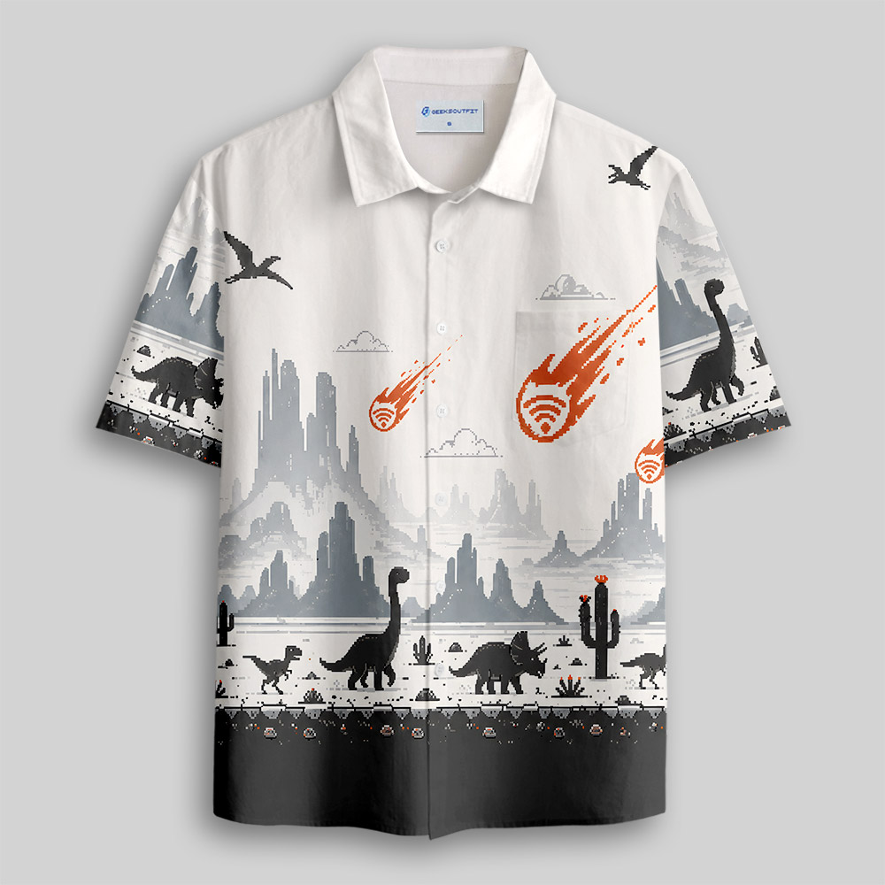 Offline Dino Run Shirt Button Up Pocket Shirt