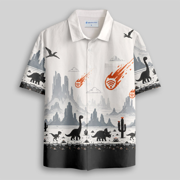Offline Dino Run Shirt Button Up Pocket Shirt