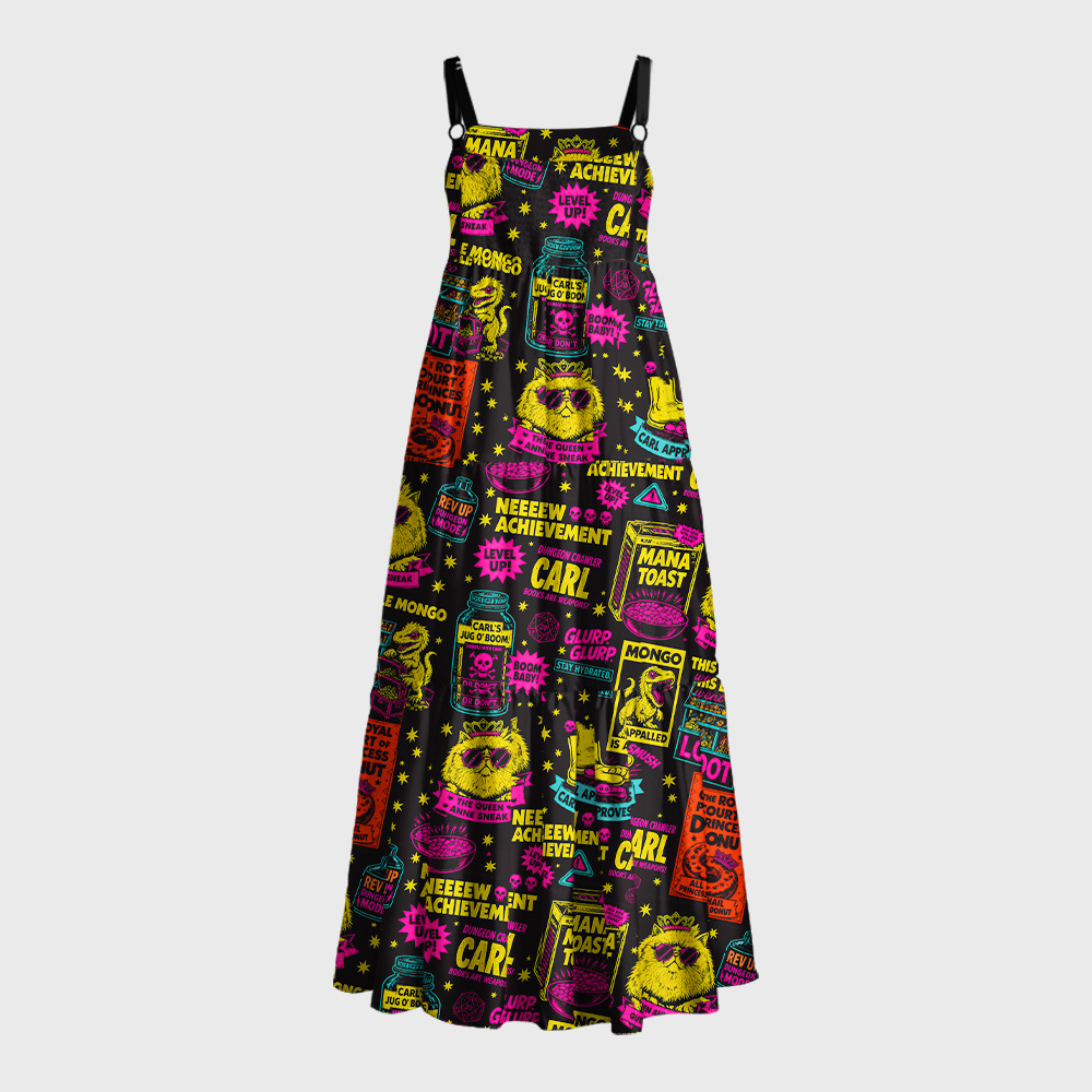 Fantasy RPG Adventure Doodle Seamless Geek Tiered Cami Maxi Dress