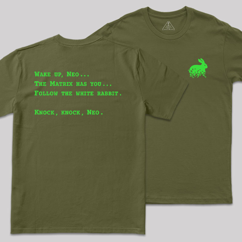 Green Code Front and Back Printed Geek T-Shirt