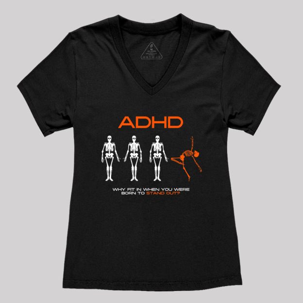 ADHD AWARENESS Geek Women's V-Neck T-shirt