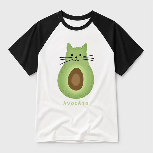 Avocato Cat Avocado Pun Geek Retro Raglan T-Shirt