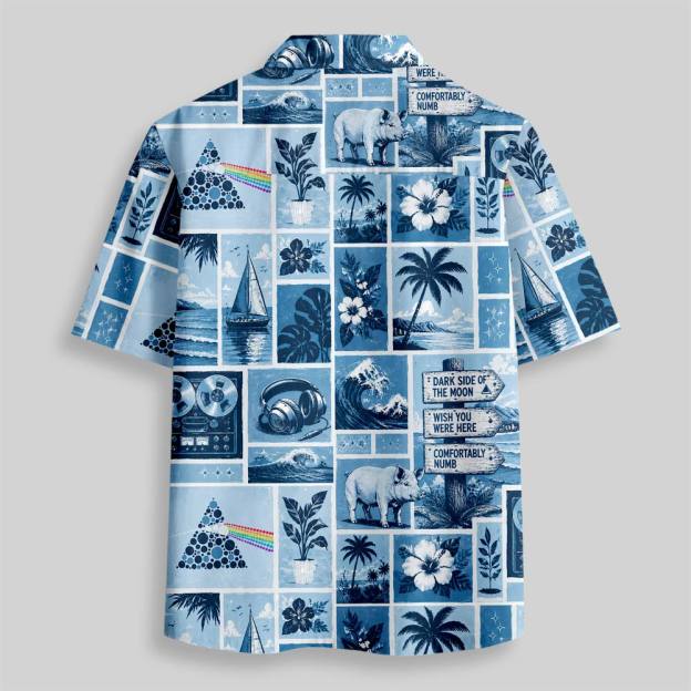 Prism Holiday In Blue Button Up Pocket Shirt