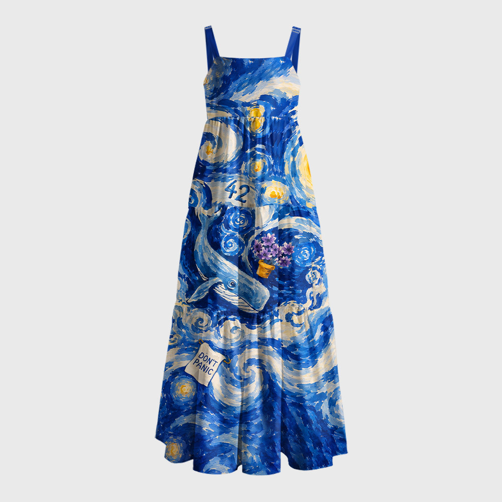 The Galaxy's Don't Panic Geek Tiered Cami Maxi Dress