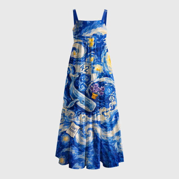 The Galaxy's Don't Panic Geek Tiered Cami Maxi Dress