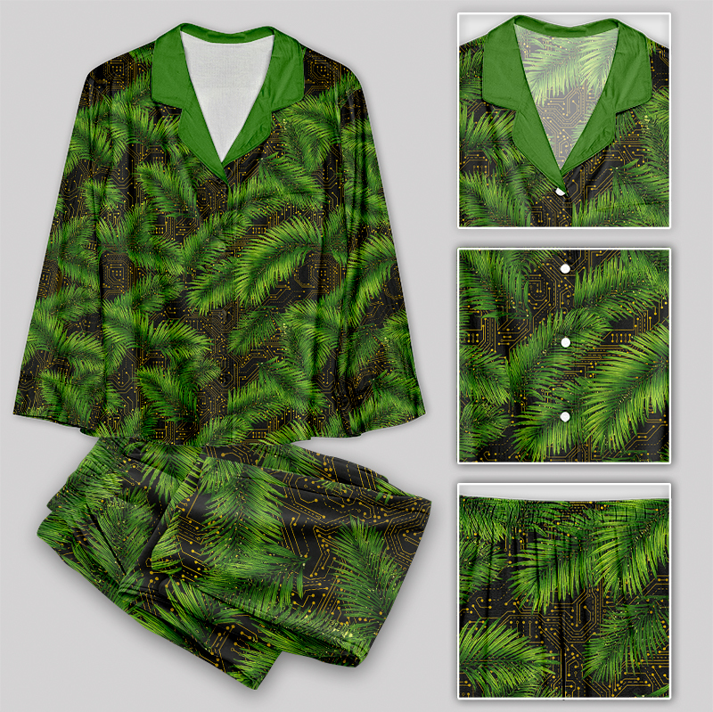 Palm Leaf Circuit Board Geek Pajama Sets