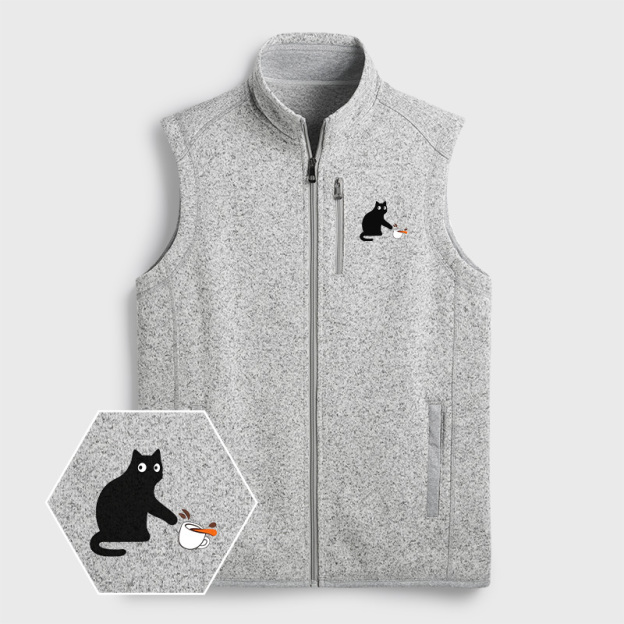 Playful Cat Geek Sweater Fleece Vest