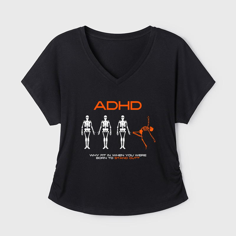 ADHD Awareness Geek Dolman Sleeve V-Neck Shirt