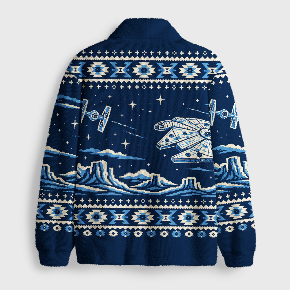 Galactic Space Freighter Geek Shawl Collar Cardigan