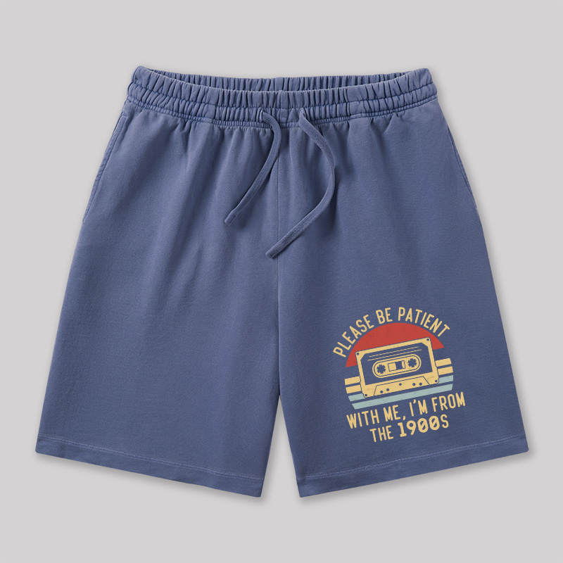 Please Be Patient with Me Im from the 1900s Geeky Washed Shorts