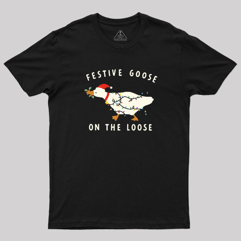 Festive Goose on the Loose Christmas Geek T-Shirt