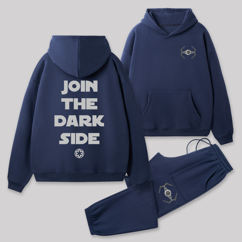Join The Dark Side Front and Back Printed Geek Fleece Hoodie Set