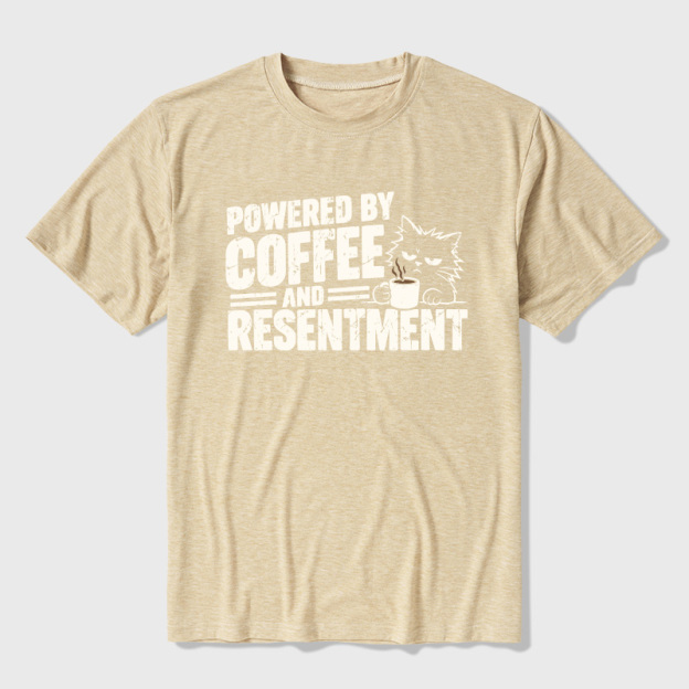 Powered by Coffee and Resentment Ultra Soft Heather Tee