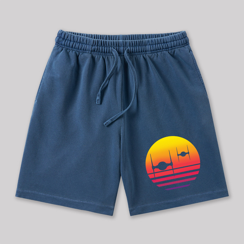 Tie Fighter Sunset Geeky Washed Shorts