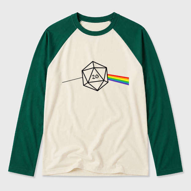 Dungeons And Dragons D20 Win Geek Retro Raglan Long-Sleeve Tee